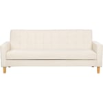 Canapé Convertible Moderne 3 Places en Tissu Capitonné avec Accoudoirs Blanc Cassé Vehkoo