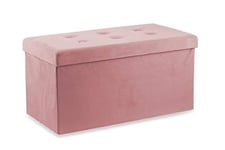 Galileo Casa 2194629 Banc Pliable avec Coffre en Velours Rose, Dimensions : 76 x 37,5 x H. 38