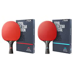 Stiga Royal 5-Star Table Tennis Pro Carbon Ping Pong Bat, Black/Red & Royal 4-Star Table Tennis Ping Pong Bat, Black/Red