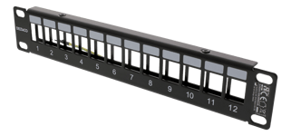 Deltaco DELTACO 10" Keystone patchpanel, 12 portar, 1U, metall, svart