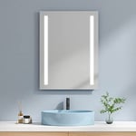 EMKE Miroir de Salle de Bain LED 60 x 80 cm avec Lumière Blanche Froide Miroir Mural