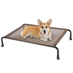 veehoo Outdoor Elevated Dog Bed, Cooling Raised Dog Cots Beds with No-slip Feet, Durable Pet Bed for Large Medium Dogs, Washable & Chew Proof Mesh Fabric Cots for Indoor Outdoor, Medium, Brown