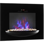 Klarstein Cheminée murale électrique avec radiateur soufflant 1800W - Simulation de flammes - Thermostat réglable de 10 à 32° - Noir