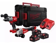 Pack 18V MILWAUKEE Perceuse M18 FPD2 + Meuleuse M18 FSAG125X + 3 batteries 5.0 Ah + chargeur - 4933481018
