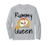 Funny Rummy Queen Card Game Winner Mom Mother Grandmother Long Sleeve T-Shirt