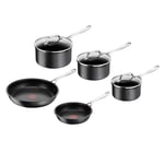 Tefal Jamie Oliver Cook's Direct 5 Piece Non-Stick Pan Set, 20 and 28 cm Frying Pans, 16&18&20 cm Saucepan with Lid, Heat Indicator, Riveted Safe-Grip Handle, Induction Hob Compatible, E017S555