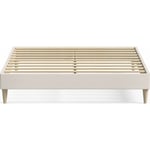 Homifab - Lit adulte 140x190 cm en velours beige - Dina