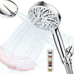 Pommeau de douche avec Filtre 15 Étapes, Pomme de Douche Anti Calcaire, Douchette Douche 10 Modes de Jets, Pommeau Économie Deau