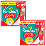 Pampers Baby Dry Nappy Size5 Diaper Protect Pants 12-17kg Jumbo+Pack 2x64Nappies