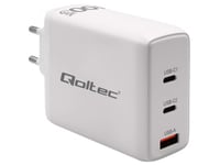 Qoltec 100W Gan Lader| 5-20V | 1,5-5A | 2 X Usb-C Pd | 1 X Usb Qc 3.0 | Hvit