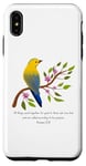 Coque pour iPhone XS Max Romans 8:28 All Things Verse de la Bible avec motif fleur et oiseau