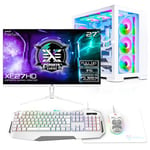 AWD-IT X= CUBE White Ryzen 7 5700X NVIDIA RTX 4060 8GB Windows 11 27" 165Hz Monitor Desktop PC Gaming Package