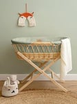 Clair De Lune Wicker Moses Basket Sage With Rocking Stand