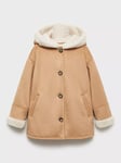 Mango Kids' Miriam Faux Fur Lined Coat, Medium Brown