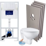 Villeroy&boch - Pack wc bâti-support + Cuvette Bau sans bride + Abattant softclose + Plaque blanche + Set d'habillage (ViConnectBau-2-sabo)