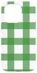 iPhone 15 Pro Green White Checkered Plaid Flannel Gingham Pattern Checker Case