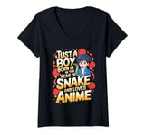 Womens Chinese New Year Zodiac Sign Boy Year Of The Snake Anime V-Neck T-Shirt