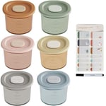 Moonkie Petit Pot Conservation Bébé Silicone, Lot de 6 Pot Bebe Repas, Pot Bebe Conservation 4OZ, Boîtes de Conservation 100% Hermétique, sans BPA, Graduation, Résiste Choc Thermique, Congélation