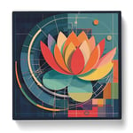 Lotus Flower Constructivism No.7 Canvas Print for Living Room Bedroom Home Office Décor, Wall Art Picture Ready to Hang, 20x20 Inch (50x50 cm)