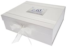 WHITE COTTON CARDS 65th Star Sapphire Anniversary Memories of This Year, Large Keepsake Box, Glitter & Words, Wood, 27.2x32x11 cm