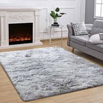 JURLEA Tapis Moderne Moelleux Shaggy Tapis pour Salon Doux Tapis Antidérapant pour Chambres Garçons Chambre Filles Chambre Salle de Jeux Moderne Décor À La Maison (Gris Blanc, 185 x 185 cm)