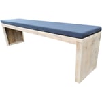 Wood4you - banc de jardin Amsterdam échafaudage bois 180Lx49Hx38D cm - coussin inclus