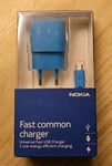 Genuine Nokia AC-50E Micro-USB Mains Charger 1300 mAh for Nokia Phones - Cyan