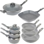 Salter 8 Piece Pan Set Saucepans Frying Wok Griddle Non-Stick Induction Grey