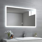 EMKE Miroir de Salle de Bain LED 100 x 60 cm avec éclairage Blanc Froid Miroir Mural avec Interrupteur Tactile IP44 Économie d'énergie