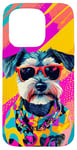 Coque pour iPhone 15 Pro Figurine schnauzer miniature tendance et colorée Pop Art