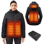 Veste Chauffante Homme et Femme,Veste Chauffante électrique Veste Chauffant USB Vêtements Chauffant électrique Hiver ChLéger Manteau Doudoune Veste Capuche（Batterie Incluse）