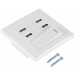 Jeffergarden Prise Murale USB, Prise de Commande de Commutateur à 4 Ports 5V 2.1A/1A 4100mA Prise de Charge du Chargeur de Prise Murale USB