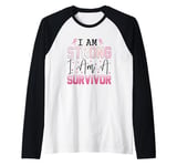 I Am Strong Survivor Breast Cancer Awareness Raglan Baseball Tee