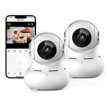 litokam Security Camera Indoor, Little elf 2K Cameras House Security with APP, Baby Monitor with Motion/Crying Detection, WiFi Camera with 2-Way Audio (White, 2Pack-2.4GHz)