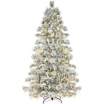 Sapin de Noël artificiel Salcar 210 cm avec éclairage led en gouttes d'eau blanches et flocons de neige, avec système pliable pour la décoration de