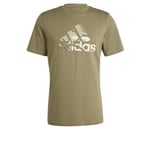 adidas Homme Camo Badge of Sport Graphic Tee, Olive Strata, M