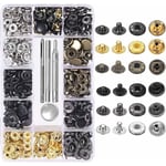 120 Set Läder Knapplås Kit 6 Färg Metall Knappar med 4PCS Fästverktyg för Kläder, Läder, Jacka, Denim Kläder, Väskor, Armband