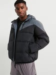 EA7 Emporio Armani Ea7 Contrast Padded Hood Jacket - Black, Black, Size L, Men