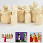 CODIRATO 25 PCS Figurine en Bois à Peindre Poupées Non Finies Personnage Bois Brut Doll Peg Bois Naturel Marionnette Bois Inachevé avec Petit Pot pour Artisanat de Bricolage, Griffonnages, Enfants