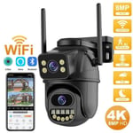 Camera surveillance wifi 4K 8MP,double objectif,zoom numérique 4X,détection humaine AI,ONVIF,caméras IP PTZ de sécurité extérieure