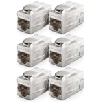 deleyCON 6 Pièces Adaptateur Cat 7 Keystone Métallique 2X Prise RJ45 Connecteur pour Câble de Raccordement RJ45 600 MHz 10 Gbps LAN DSL Ethernet et Utilisable comme Keystone - Argent