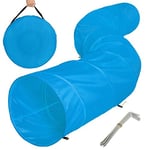 TecTake XXL Tunnel d'Entraînement Agility pour Les Chiens 500x60cm + 12 Piquets et Poche de Transport - diverses Couleurs au Choix - (Bleu)