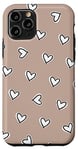 Coque pour iPhone 11 Pro Beige Hearts Pattern Trendy Valentine Theme