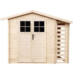 Abri de jardin en bois avec à bûches / rangement 4,47 m² - Cabane de jardin extérieure – extérieur H218 x 272 x 206 cm - porte verrouillable de haute