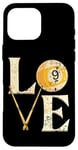 Coque pour iPhone 16 Pro Max Snooker table de billard boules de billard "LOVE" billard