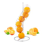 Relaxdays Distributeur à fruits, spirale, métal, panier pour oranges et pommes, pour 7, HxLxP: 48 x 21 x 21 cm, argenté