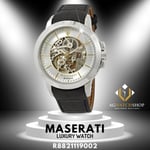 Maserati Ingegno Automatic Skeleton Dial Black Strap Watch For Men R8821119002