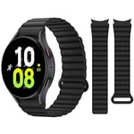 HITZEE Compatible avec Bracelet Samsung Galaxy Watch 7/FE/6 40mm 44mm/Watch 6 Classic/Watch 5/Watch 4, 20mm Bracelet Magnétique Silicone Band pour Galaxy Watch 4 Classic/Watch 5 Pro, Noir