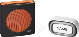 Orno Trådlös Batteridriven Dörrklocka Extel Dibi Flash Soft, Svart Och Orange