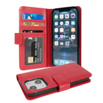 Coque pour Apple iPhone 13 en ROUGE CERISE Housse de protection Étui avec fermeture magnétique et 3 emplacements pour cartes - Neuf